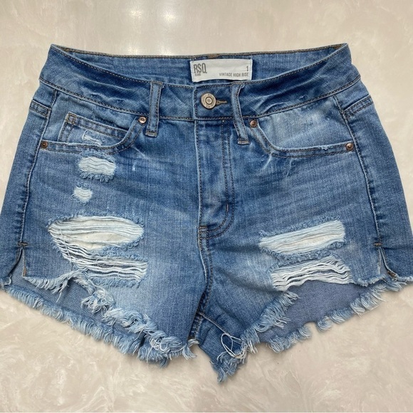 RSQ High Rise Jean Shorts Button Fly Size 1 - Picture 1 of 14